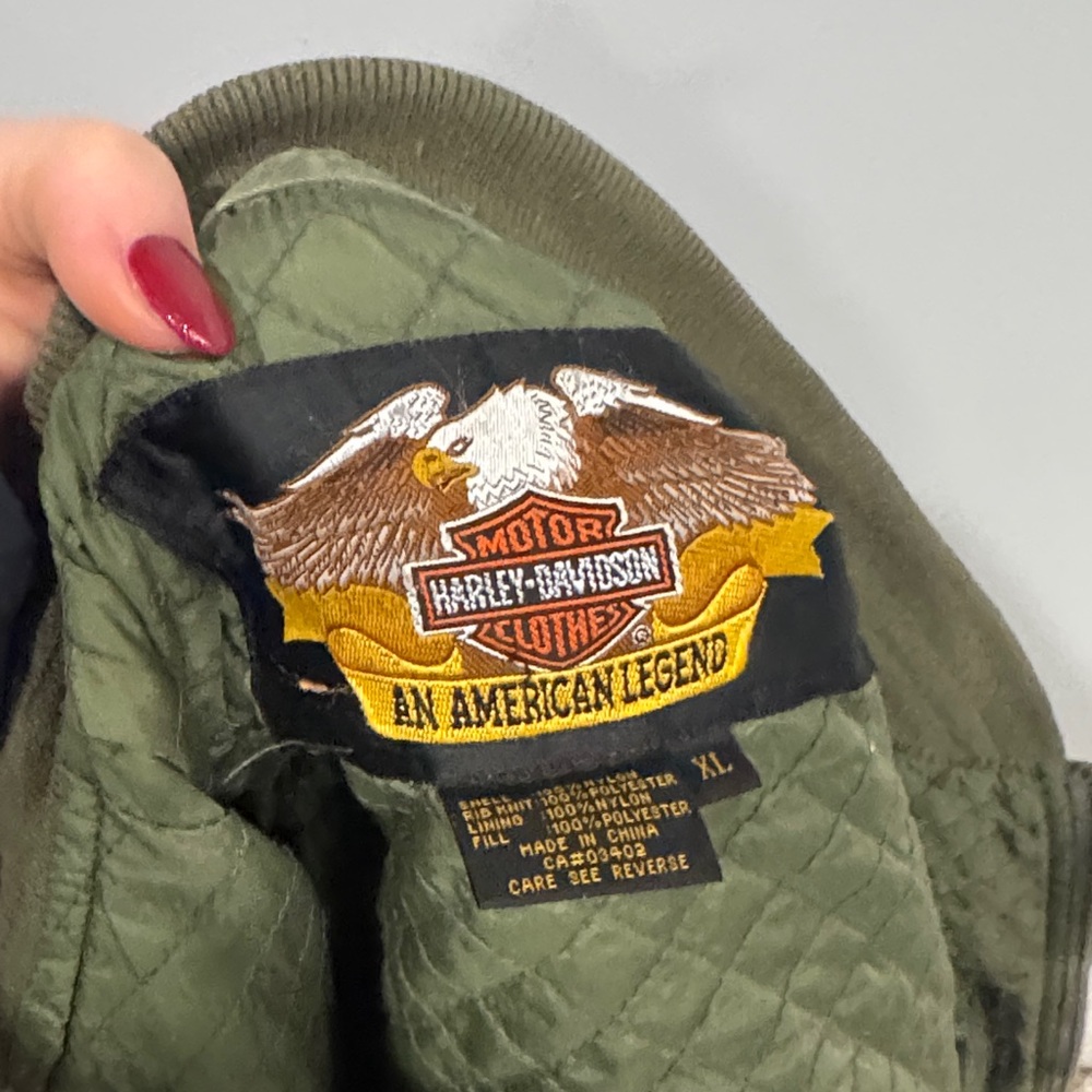 Harley Davidson Men's Green Bomber Jacket - Picture 11 of 13